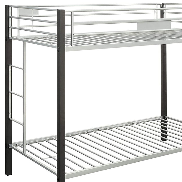 79' X 42' X 65' Twin Over Twin Silver And Brown Coffee Metal Tube Bunk Bed