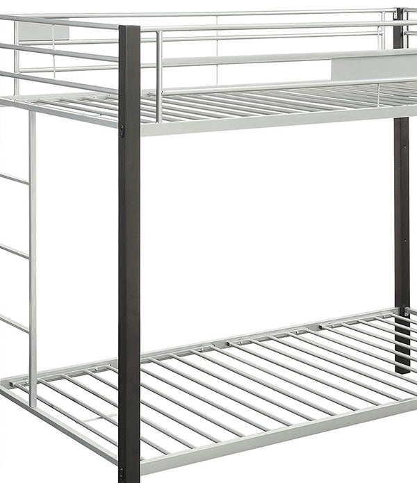 79' X 42' X 65' Twin Over Twin Silver And Brown Coffee Metal Tube Bunk Bed