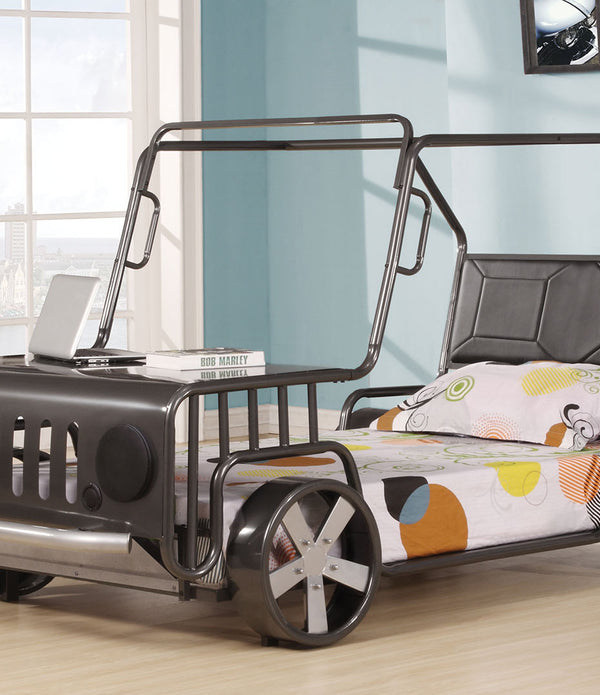 Four Wheeler Bed, Silver - Metal Tube, MDF, PU, Foam Silver Car