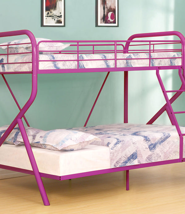 Twin/Full Bunk Bed, Purple - Metal Tube (Steel) Purple