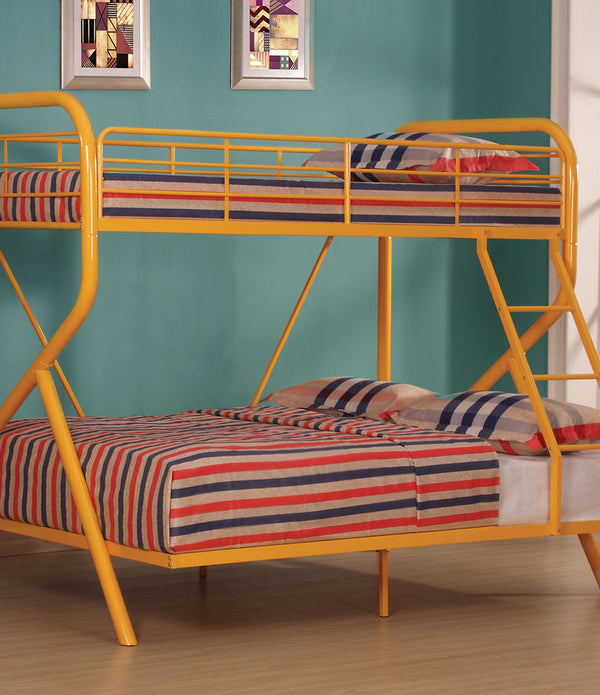 Twin/Full Bunk Bed, Orange - Metal Tube (Steel) Orange