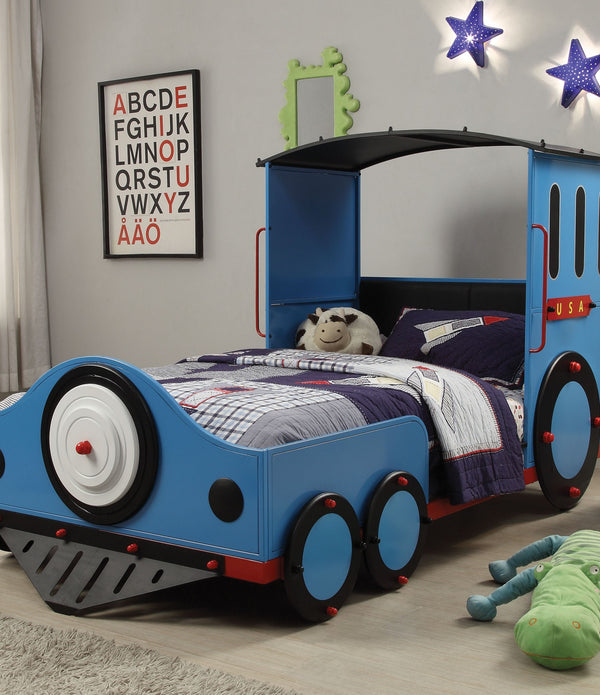 83' X 44' X 51' Blue Red And Black Train Metal Twin  Bed