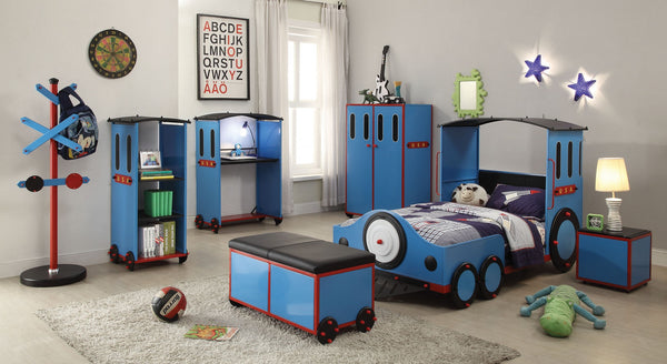 Tobi Bookcase, Blue/Red & Black Train