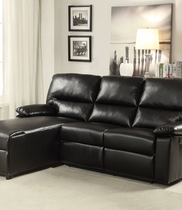 Sectional Sofa (Motion), Black Bonded Leather Match - BLM, Frame:Wood & Metal  Black BLM