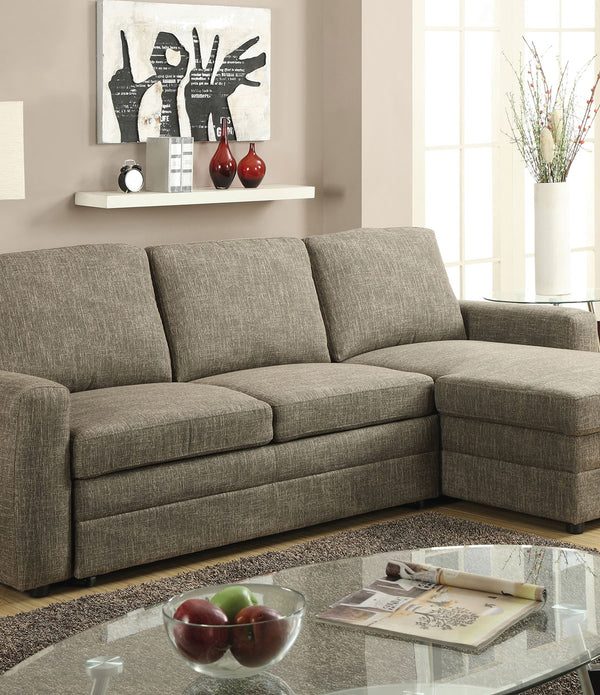 64' X 37' X 36' Light Brown Linen Sectional Sofa