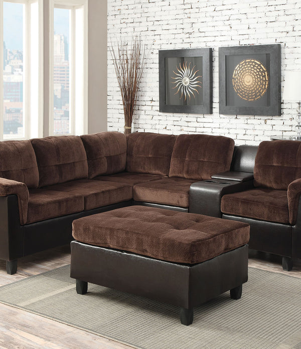 Sectional Sofa (Reversible), Chocolate Champion & Espresso PU - Champion, PU, Foam (TB117 Chocolate Champion & Espresso PU