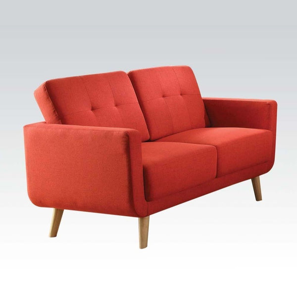 56' X 31' X 35' Red Linen Loveseat