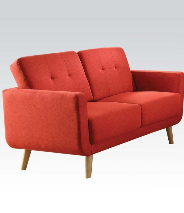 56' X 31' X 35' Red Linen Loveseat