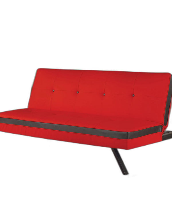 Adjustable Sofa, Red & Black PU - PU, Metal Leg Red & Black PU