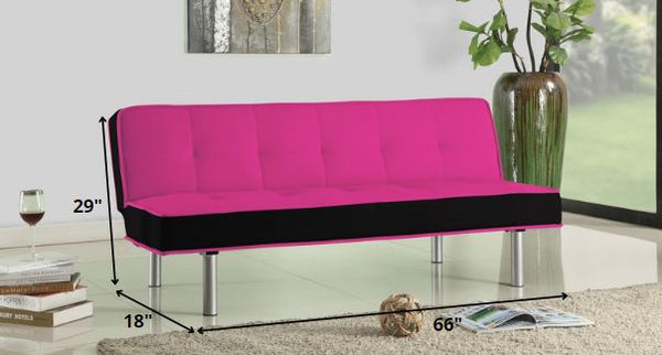 66' X 18' X 29' Magenta And Black Flannel Adjustable Couch