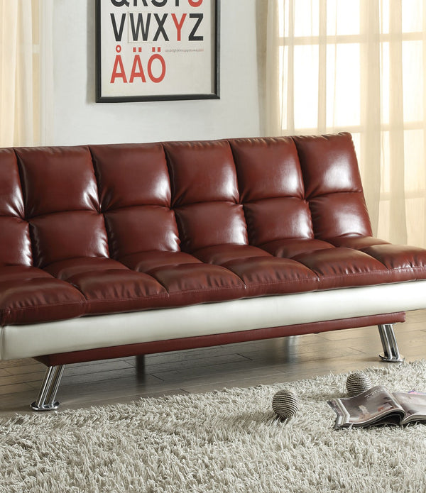 Adjustable Sofa, Dark Red PU - PU, Foam, Memory Foam, Me Dark Red PU