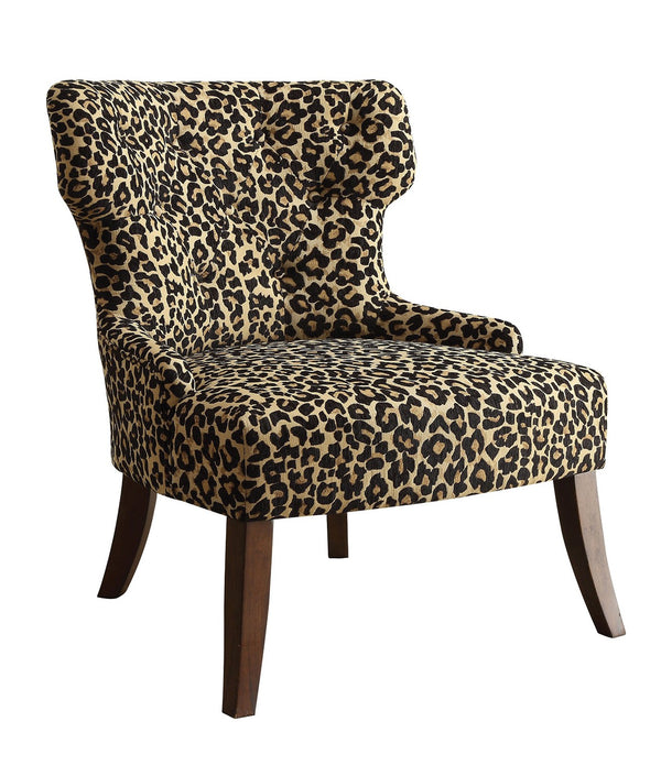 28' X 30' X 36' Leopard Fabric And Espresso Accent Chair