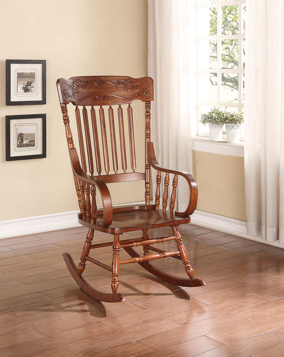 25" X 33" X 45" Tobacco Rubber Wood Rocking Chair