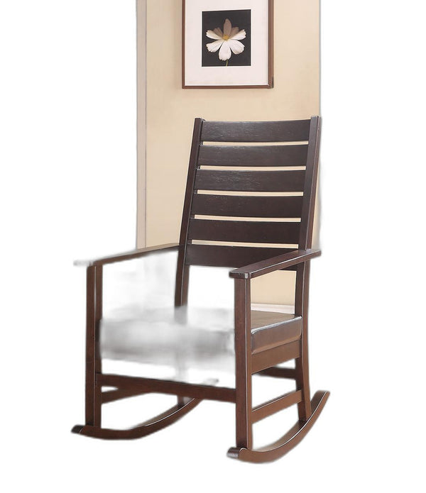 Rocking Chair, Cappuccino PU - Rubber Wood, Plywood & PU Cappuccino PU