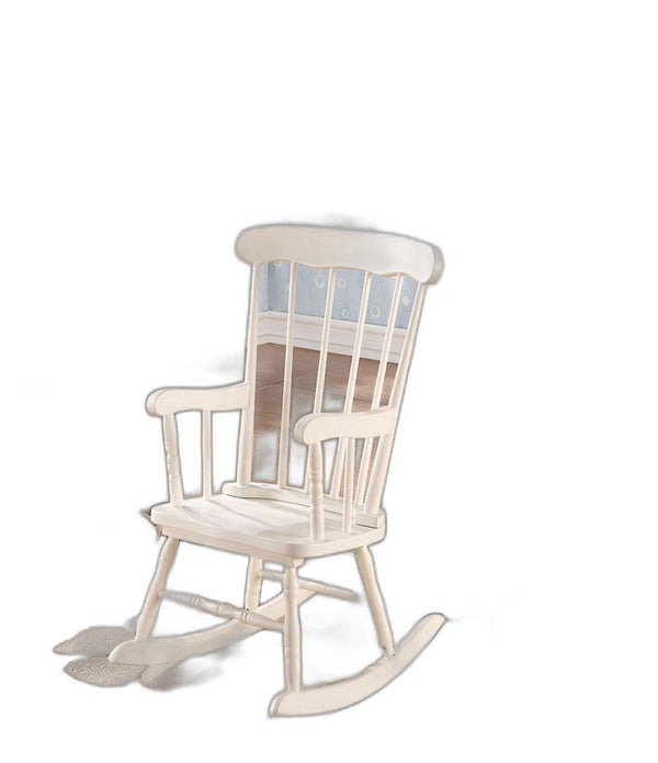 Tall White Wooden Rocking Chair For Children