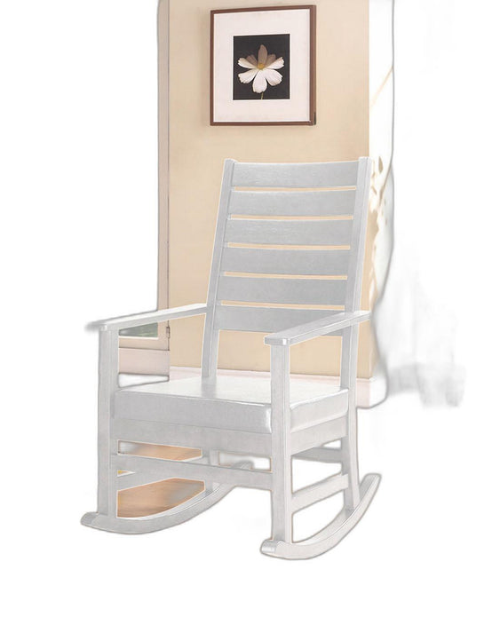 Rocking Chair, White Pu - Rubber Wood, Plywood & Pu White Pu