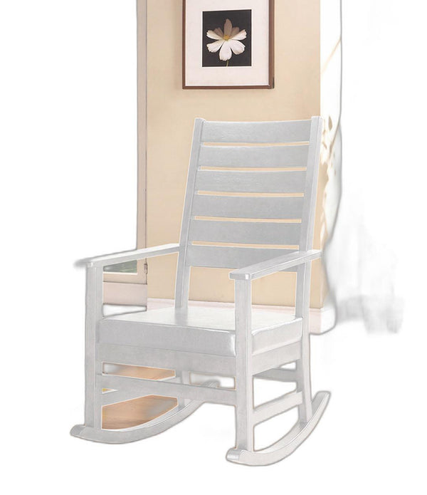 Rocking Chair, White Pu - Rubber Wood, Plywood & Pu White Pu