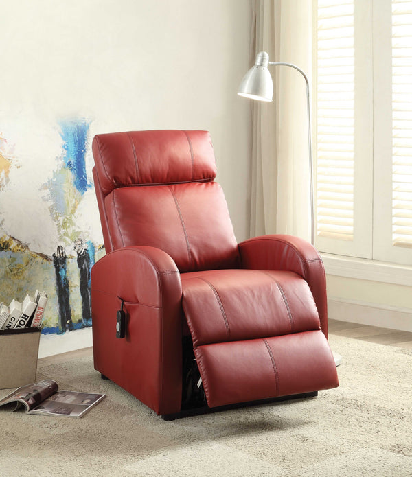 Faux Leather Power Motion Lift Recliner in Red