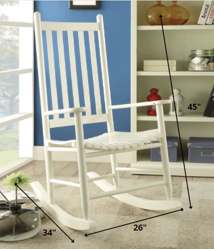 Rocking Chair, White - Rubber Wood White