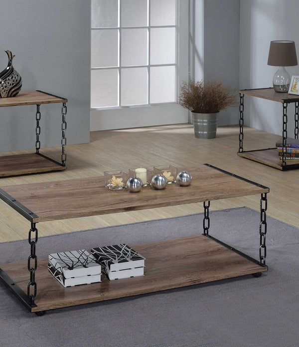 Coffee Table, Rustic Oak & Antique Black - Particle Board, Melamine  Rustic Oak & Antique Black