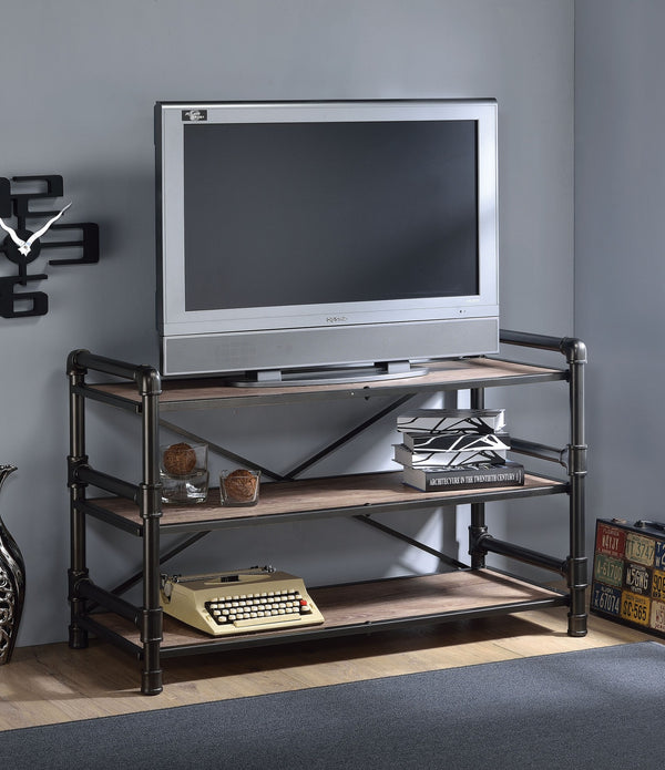 TV Stand, Rustic Oak & Black - Particle Board, Melamine  Rustic Oak & Black