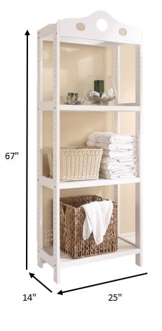 Shelf Rack (3-Tier) White - Solid Pine Wood White