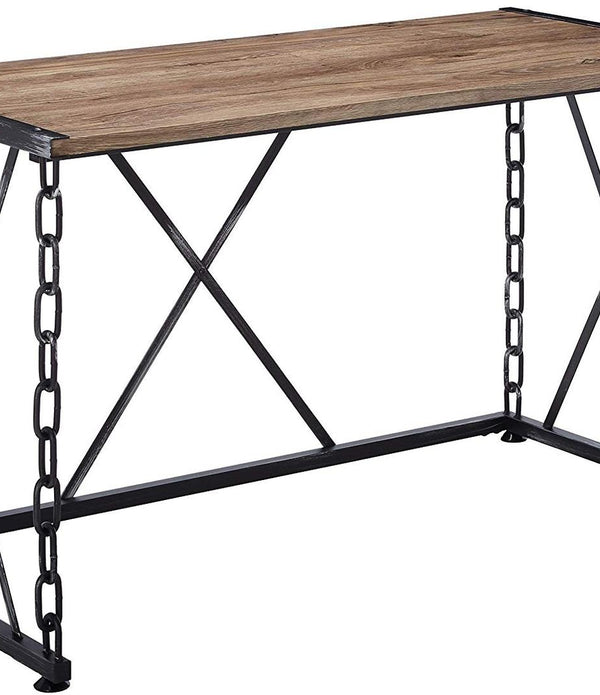 Modern Farmhouse Oak and Black Chain Link Office Desk