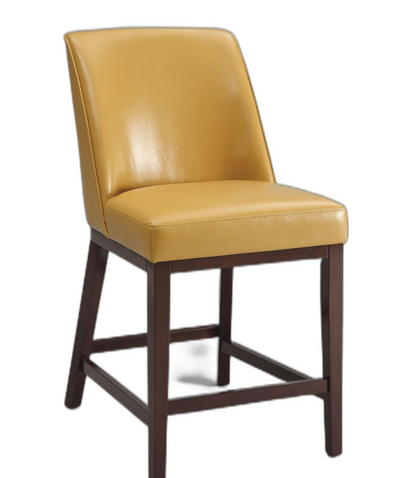 Counter Height Chair (Set-2), Yellow PU & Espresso - PU, FR Foam, Wood (Solid) Yellow PU & Espresso