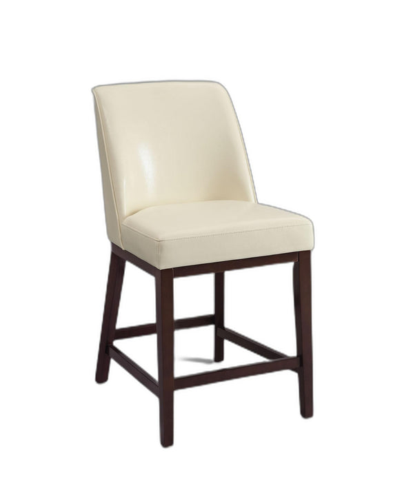 Counter Height Chair (Set-2), Ivory PU & Espresso - PU, FR Foam, Wood (Solid) Ivory PU & Espresso