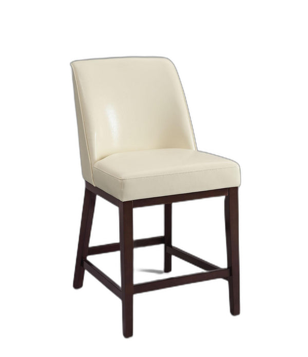 Counter Height Chair (Set-2), Ivory PU & Espresso - PU, FR Foam, Wood (Solid) Ivory PU & Espresso