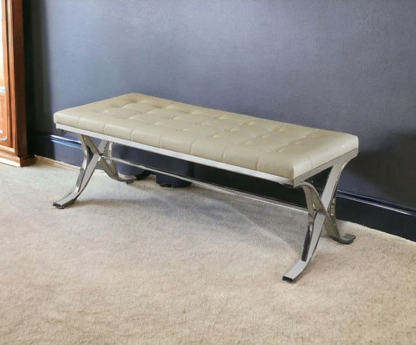 48' X 20' X 19' Beige And Chrome Elegant Bench