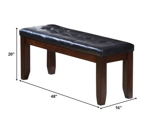 Urbana Bench , Black PU & Cherry