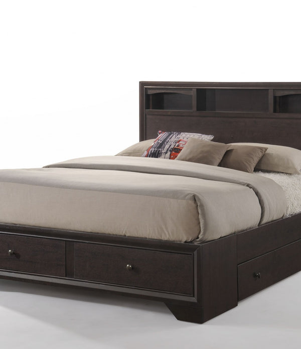 Rich Espresso Finish Queen Bed With Storage