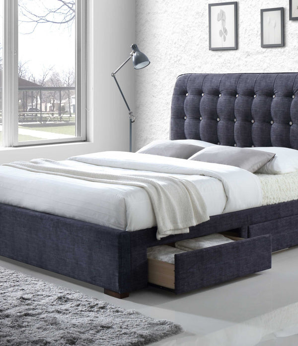 87' X 83' X 47' Dark Gray Fabric King Bed With Storage