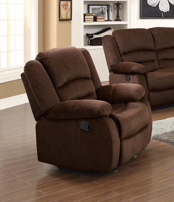 Recliner (Motion), Chocolate Velvet - Velvet Fabric, Wood Frame Chocolate Velvet