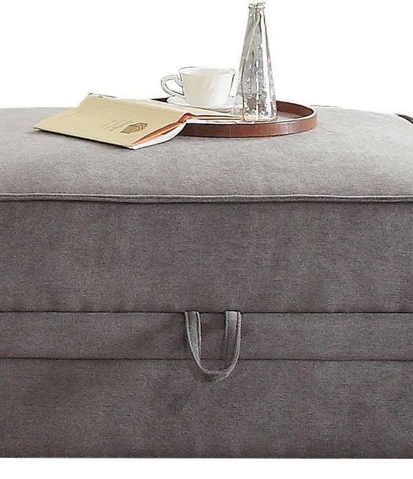 30' X 34' X 19' Gray Velvet Ottoman With Storage