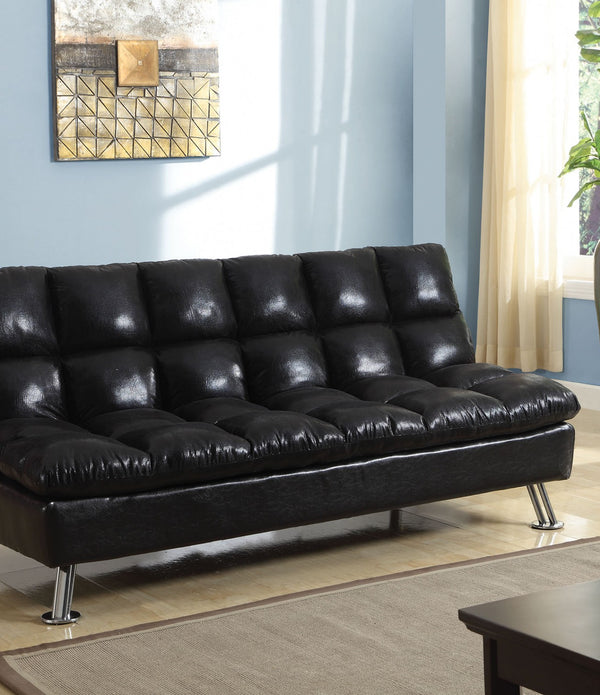 Adjustable Sofa Black Polished Microfiber - Polished Microfiber Black Polished Microfiber