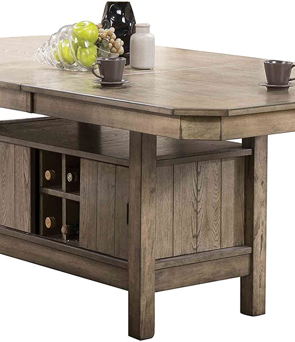 Rustic Style Dining Table With Wine Storage