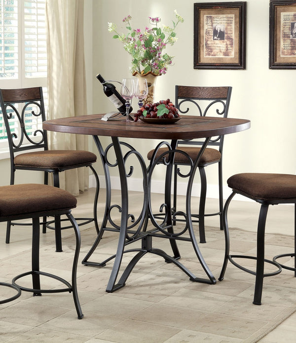 Counter Height Table, Cherry & Antique Black - Slate, MDF w/Wood Veneer, Cherry & Antique Black