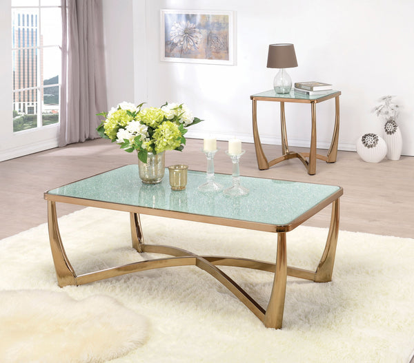 Coffee Table, Champagne & Crackle Mirror - Crackle Glass w/Mirror, M Champagne & Crackle Mirror