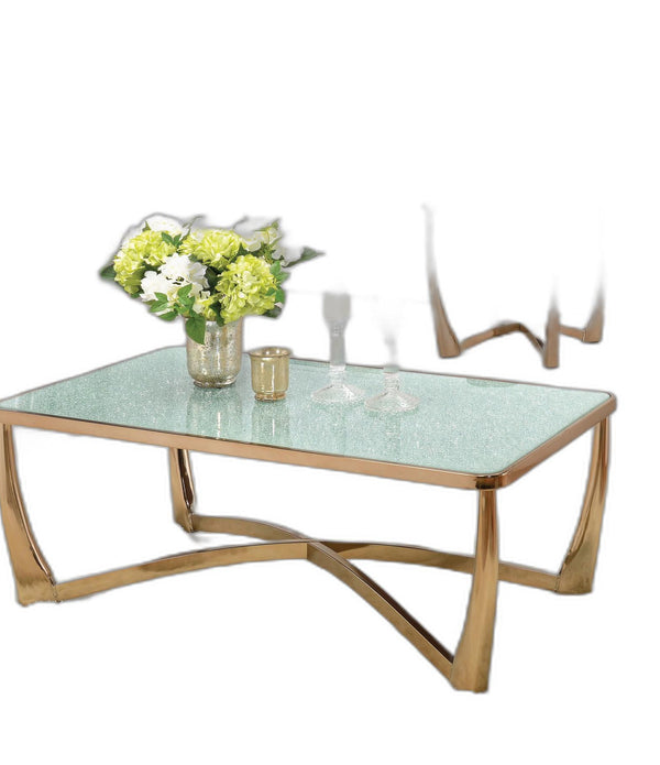 Coffee Table, Champagne & Crackle Mirror - Crackle Glass w/Mirror, M Champagne & Crackle Mirror