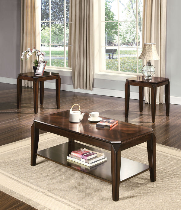 Set of Deep Brown Wood Coffee and End Tables