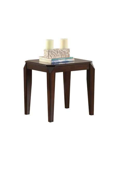 Faceted Corner Walnut Square End Table