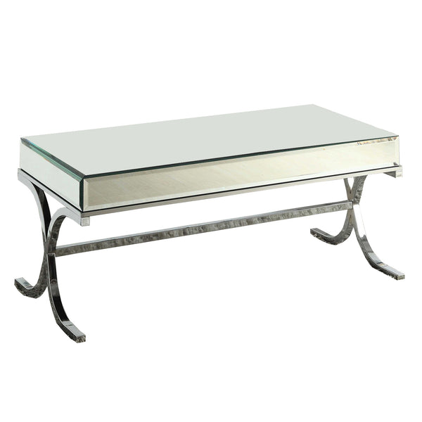 42' X 21' X 19' Mirrored Top And Chrome Coffee Table