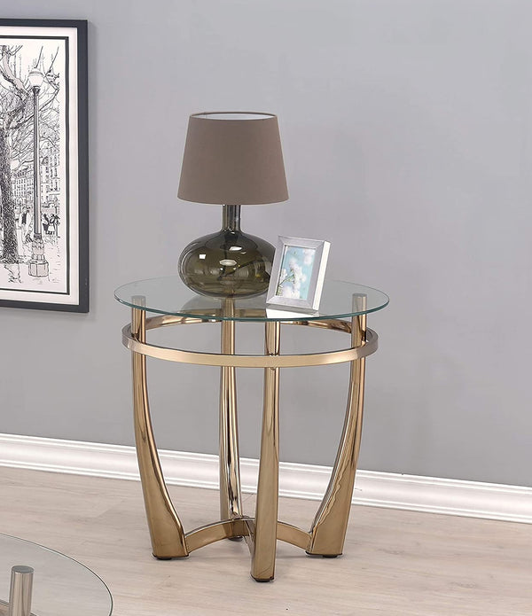 25' X 23' Champagne And Clear Glass End Table