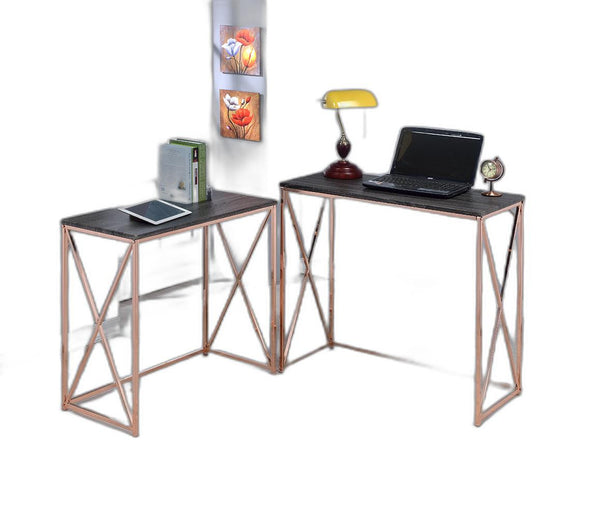 Set of 2 Rose Gold Dark Gray Desks