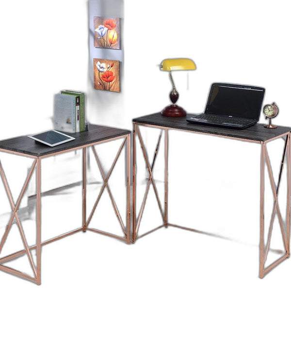 Set of 2 Rose Gold Dark Gray Desks