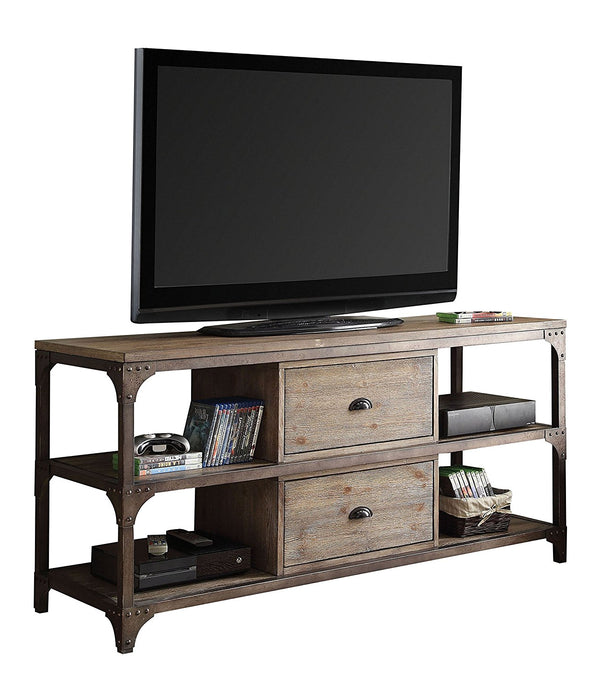 60' X 20' X 30' Weathered Oak And Antique Silver Tv Stand