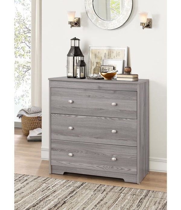 Contemporary Style Gray Finish Three Drawer Chest