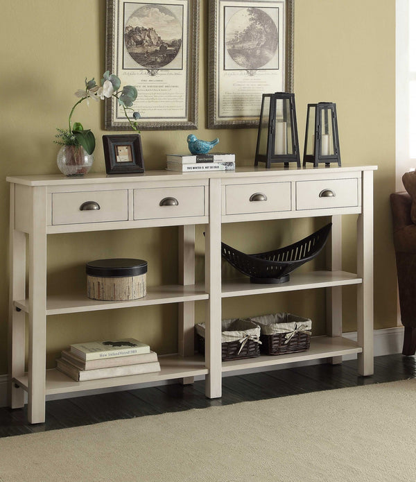 60' X 12' X 35' Cream Wooden Console Table